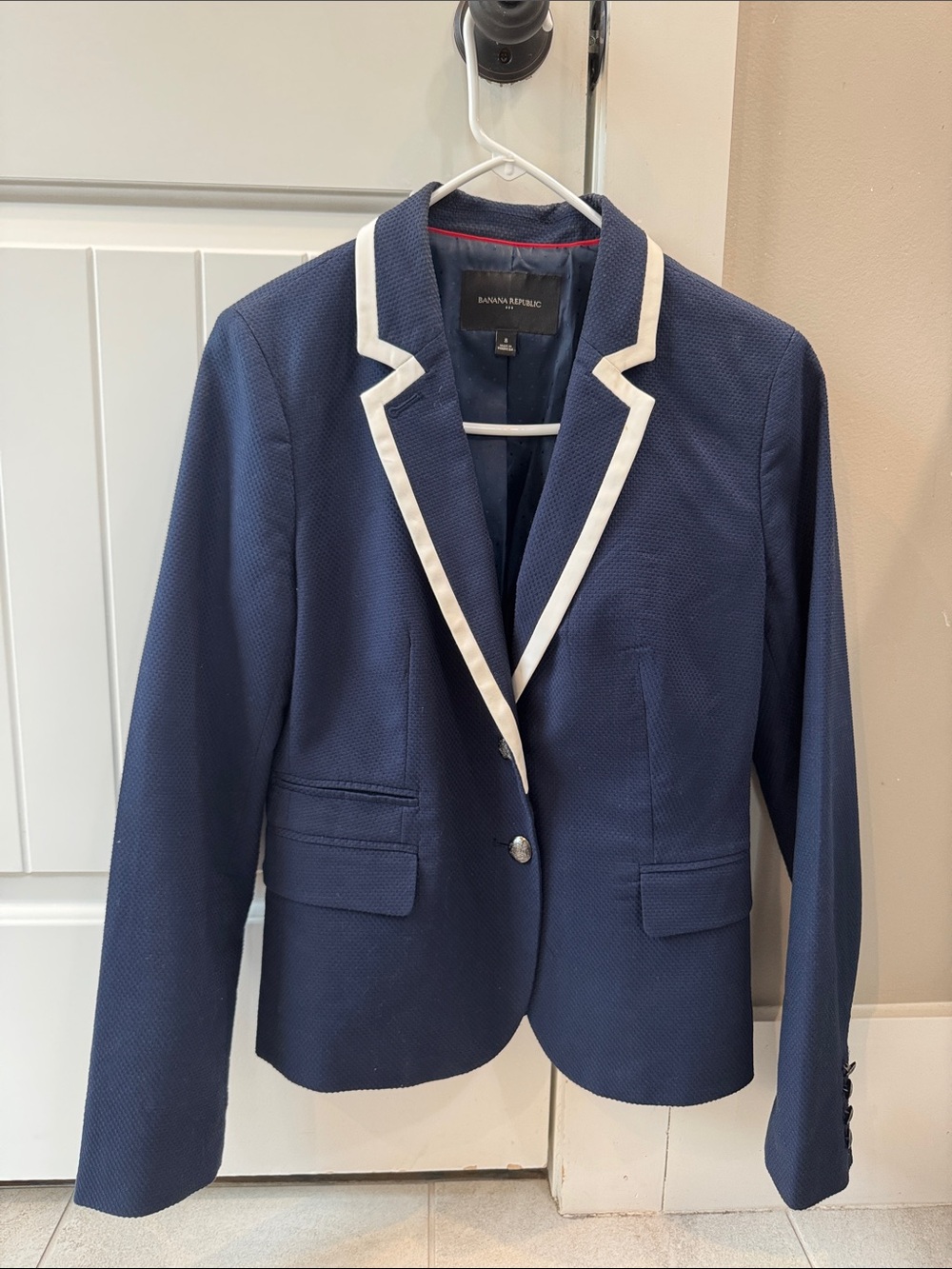 Banana Republic Navy Blazer with White Trim